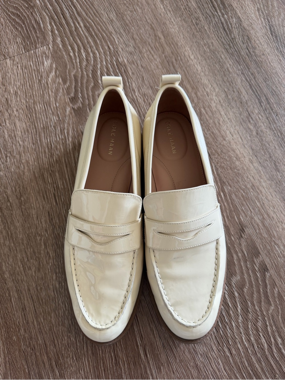 Cole Haan Women's Patent Leather Loafers in Cream